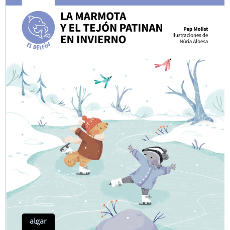 La marmota y el tejón patinan en invierno